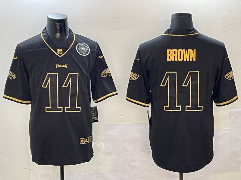 Men Philadelphia Eagles #11 Brown Black Gold Throwback 2024 Nike Limited NFL Jersey style 2->philadelphia eagles->NFL Jersey